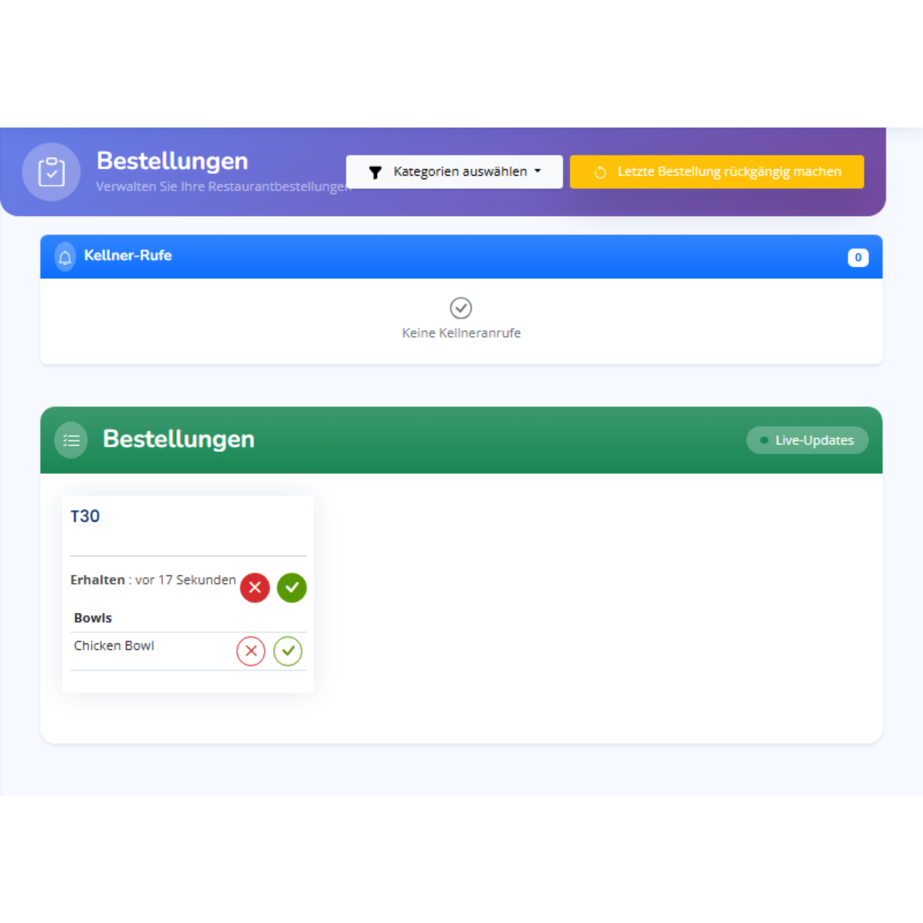 Echtzeit-Bestellungen